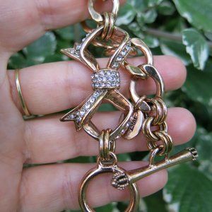 Juicy Couture Rose Gold Rhinestone Bow Toggle Bracelet, Juicy Couture Jewelry